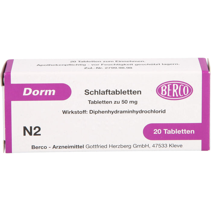 Dorm Schlaftabletten, 20 pc Tablettes