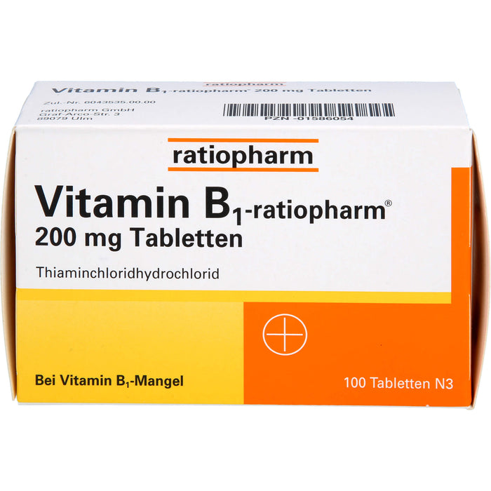 Vitamin B1-ratiopharm 200 mg Tabletten, 100 pcs. Tablets