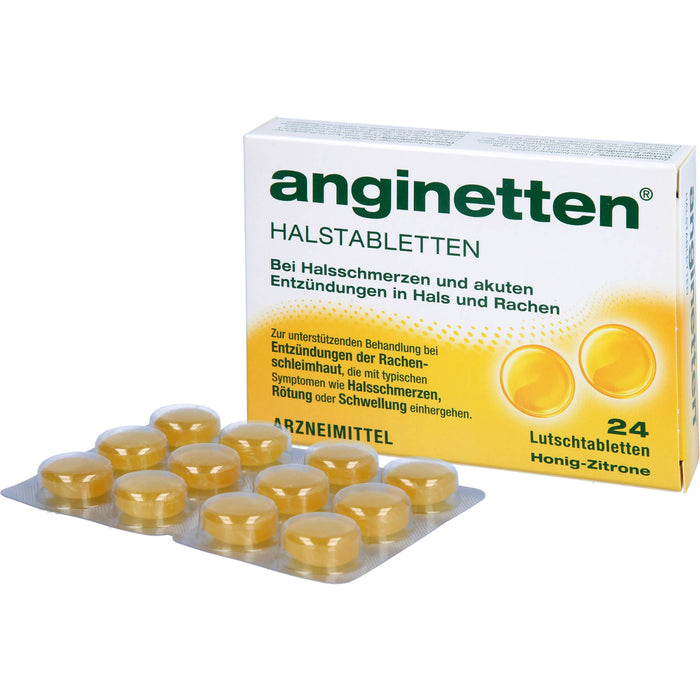 anginetten Halstabletten bei Entzündungen im Hals- und Rachenraum, 24 pcs. Tablets