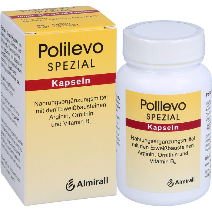 Polilevo spezial Kapseln mit Arginin, Ornithin und Vitamin B6, 60 pc Capsules