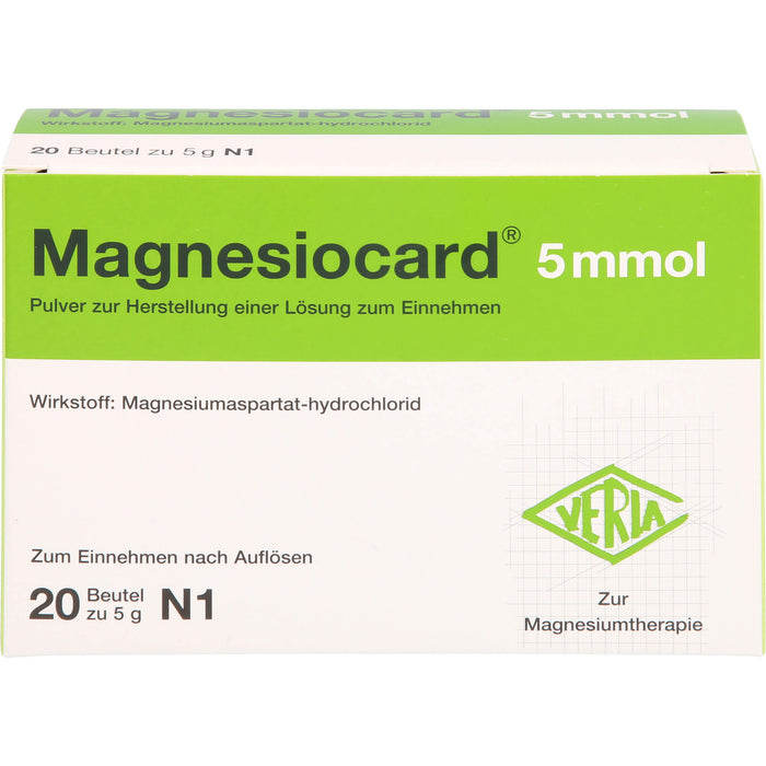 Magnesiocard 5 mmol Beutel zur Magnesiumtherapie, 20 pcs. Sachets