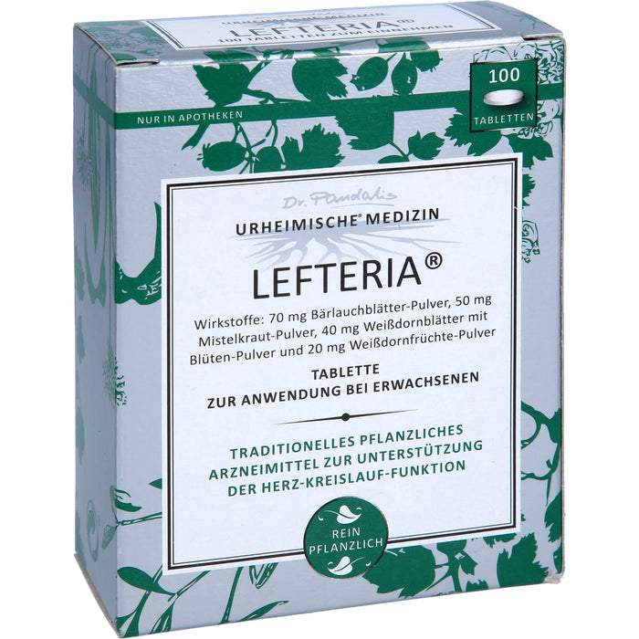 LEFTERIA Tabletten zur Unterstützung der Herz-Kreislauf-Funktion, 100 pcs. Tablets