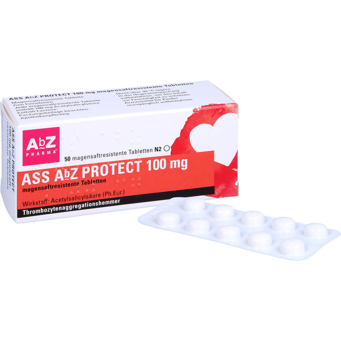 ASS AbZ Protect 100 mg magensaftresistente Tabletten, 50 St. Tabletten