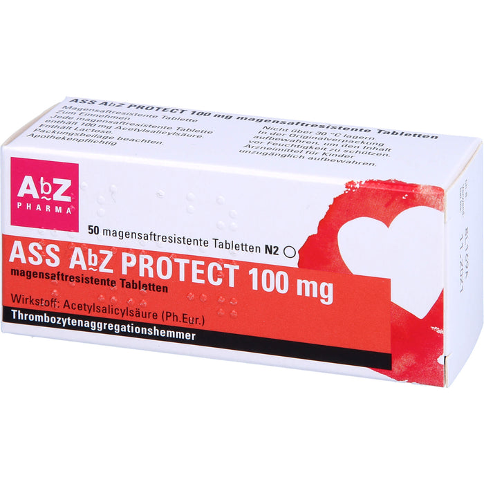 ASS AbZ Protect 100 mg magensaftresistente Tabletten, 50 pcs. Tablets