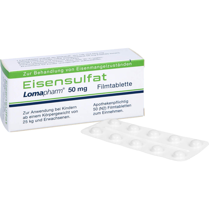 Eisensulfat Lomapharm 50 mg, Filmtablette, 50 pc Tablettes