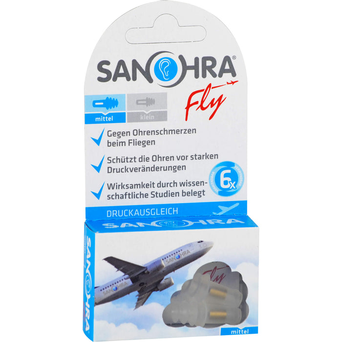 SANOHRA fly gegen Ohrenschmerzen beim Fliegen Ohrenschutz klein, 2 pcs. Earplugs