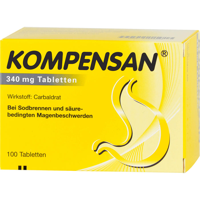 KOMPENSAN 340 mg Tabletten bei Sodbrennen und säurebedingten Magenbeschwerden, 100 pcs. Tablets