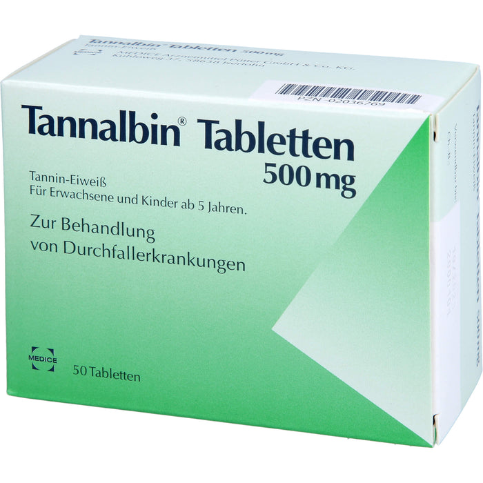 Tannalbin Tabletten 500 mg bei Durchfallerkrankungen, 50 pc Tablettes