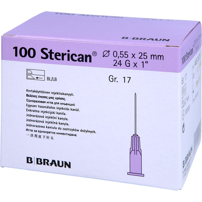 STERICAN 0,55X25 LILA L L, 100 St KAN