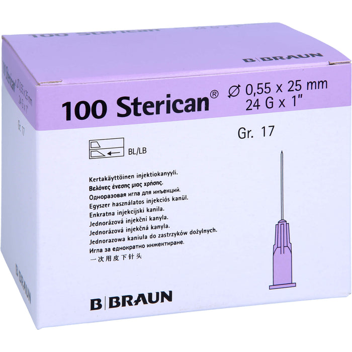 STERICAN 0,55X25 LILA L L, 100 St KAN