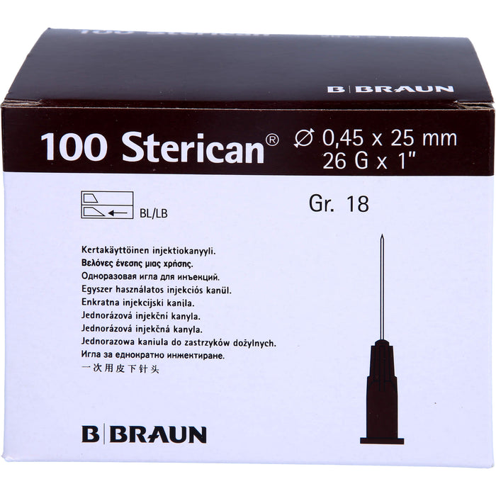 STERICAN 0,45X25 BRAUN L L, 100 St KAN