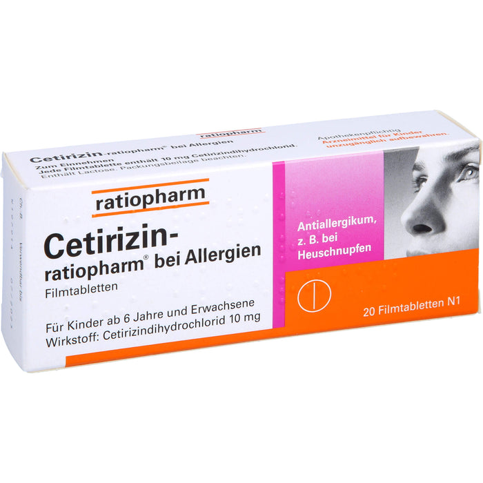 Cetirizin-ratiopharm 10 mg bei Allergien Filmtabletten, 20 St. Tabletten