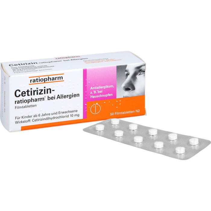 Cetirizin-ratiopharm 10 mg bei Allergien Filmtabletten, 50 St. Tabletten