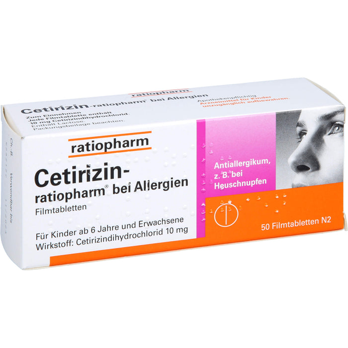 Cetirizin-ratiopharm 10 mg bei Allergien Filmtabletten, 50 St. Tabletten