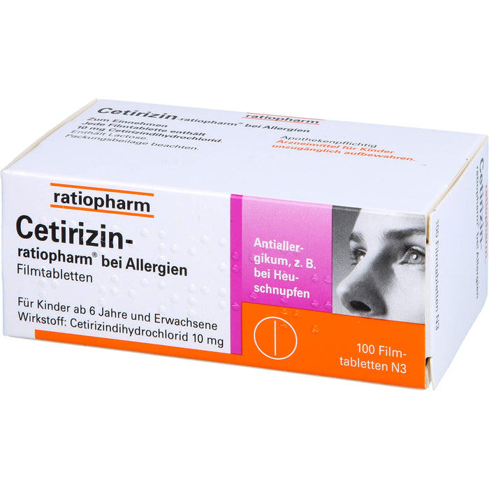 Cetirizin-ratiopharm 10 mg Filmtabletten bei Allergien, 100 pcs. Tablets