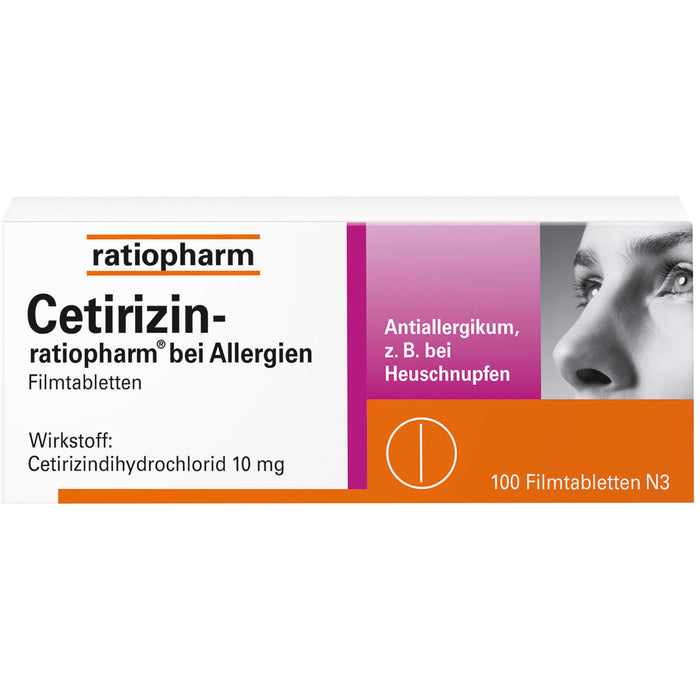 Cetirizin-ratiopharm 10 mg Filmtabletten bei Allergien, 100 St. Tabletten