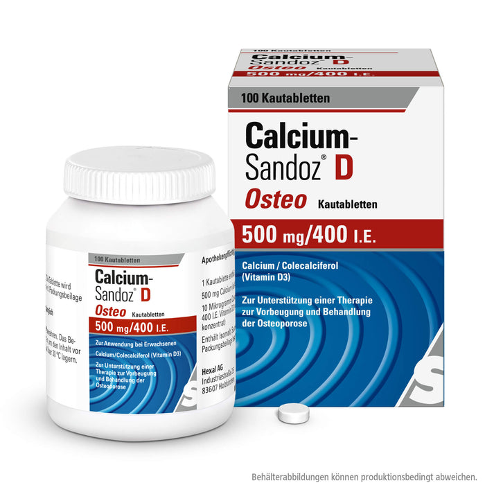 Calcium-Sandoz D Osteo 500 mg/400 I.E. Kautabletten, 100 pcs. Tablets