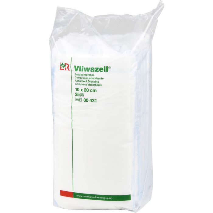 L & R Vliwazell Saugkompressen 10 x 20 cm, 25 pcs. Compresses