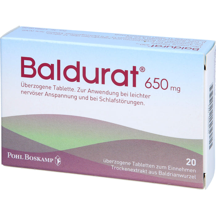 Baldurat 650 mg Tabletten bei leichter nervöser Anspannung und bei Schlafstörungen, 20 pc Tablettes