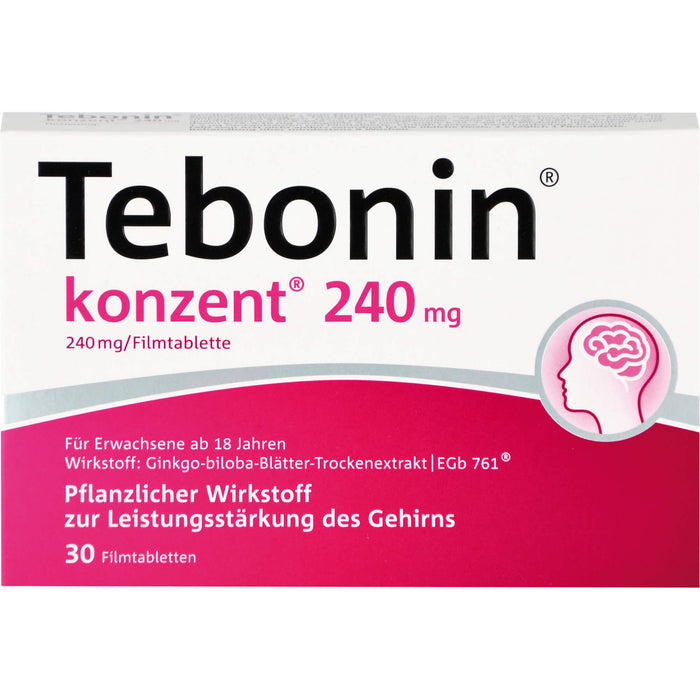 Tebonin konzent 240 mg Filmtabletten zur Verbesserung einer altersbedingten Verschlechterung geistiger Fähigkeiten und der Lebensqualität bei leichter Demenz, 80 St. Tabletten