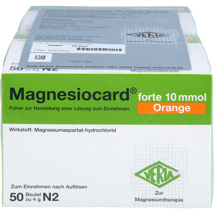 Magnesiocard forte 10 mmol Orange Pulver zur Magnesiumtherapie, 100 St. Beutel