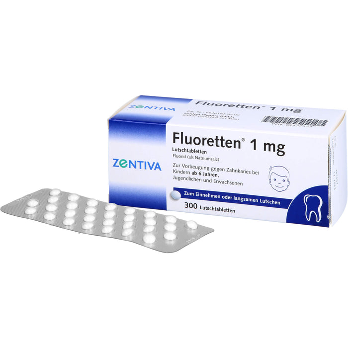 Fluoretten 1 mg Lutschtabletten zur Vorbeugung gegen Zahnkaries bei Kindern ab 6 Jahren, 300 pc Tablettes