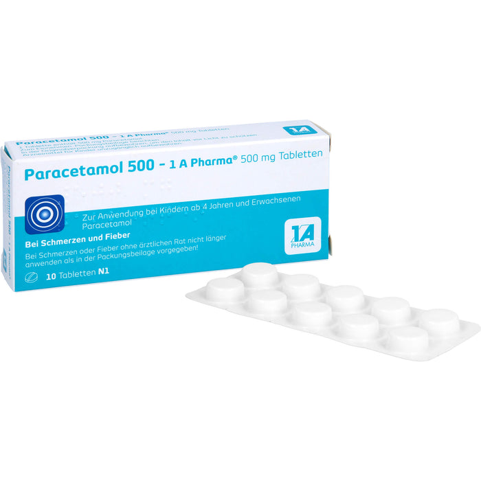 Paracetamol 500 - 1 A Pharma Tabletten, 10 pcs. Tablets