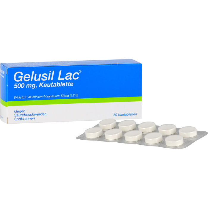 Gelusil Lac Kautabletten gegen Säurebeschwerden, Sodbrennen, 50 pcs. Tablets