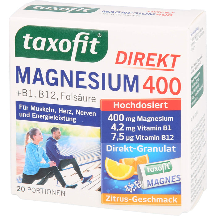 taxofit Magnesium 400 Direkt-Granulat, 20 St. Beutel