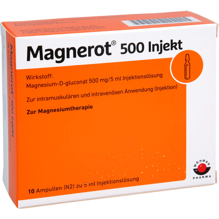 Magnerot 500 Injekt zur intramuskulären und intravenösen Anwendung, 10 pcs. Ampoules