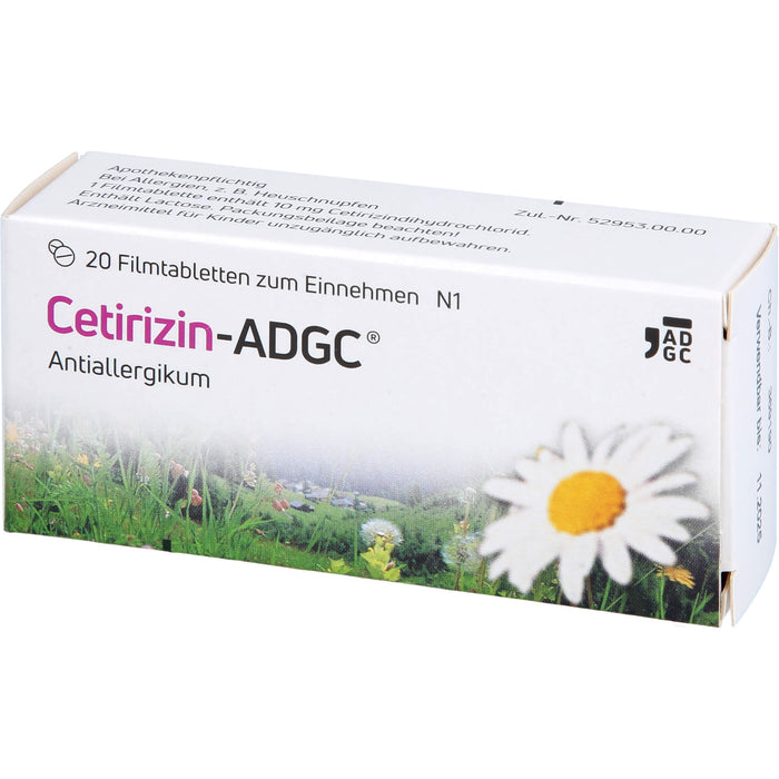 Cetirizin-ADGC Tabletten bei Allergien, 20 pc Tablettes