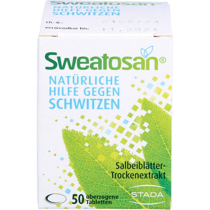 Sweatosan Tabletten natürliche Hilfe gegen Schwitzen, 50 pc Tablettes