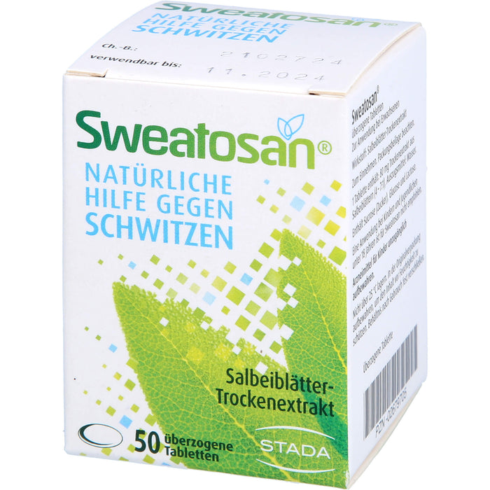 Sweatosan Tabletten natürliche Hilfe gegen Schwitzen, 50 pc Tablettes