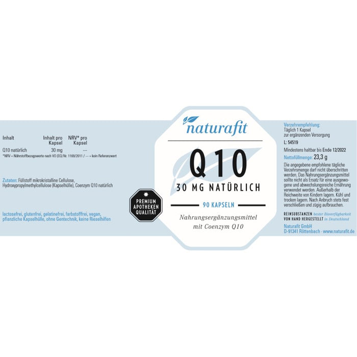 naturafit Q10 30 mg Kapseln, 90 pc Capsules