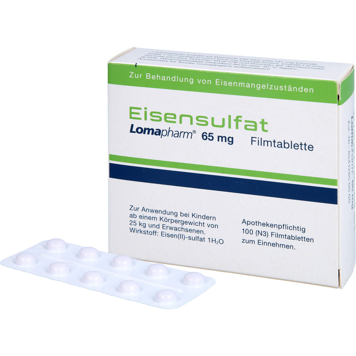 Eisensulfat Lomapharm 65 mg Filmtabletten, 100 St. Tabletten