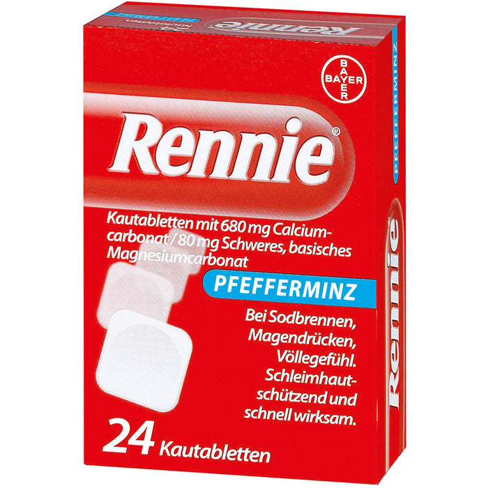 Rennie Pfefferminz Kautabletten bei Sodbrennen, 24 St. Tabletten