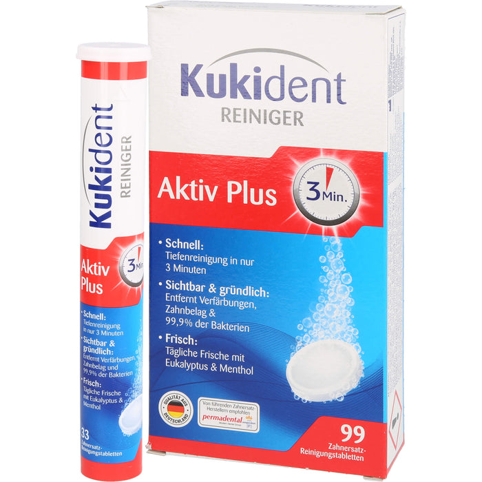 Kukident Aktiv Plus Zahnersatz-Reinigungstabletten, 99 St. Tabletten