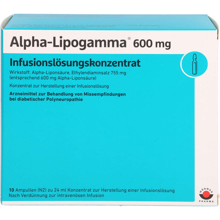 Alpha-Lipogamma 600mg Infusionslösungskonzentrat, 10X24 ml IFK