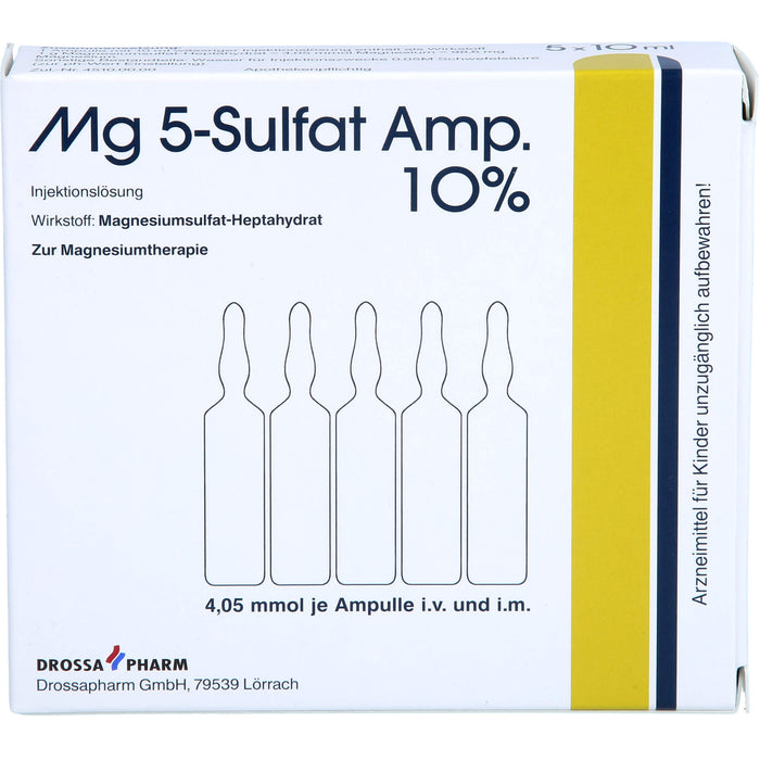 Mg 5-Sulfat Amp. 10% Injektionslösung zur Magnesiumtherapie, 5 pc Ampoules