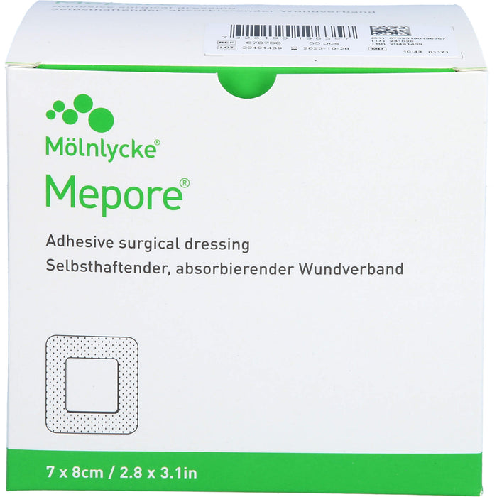 Mepore selbsthaftender, absorbierender Wundverband  7 x 8 cm, 55 St. Pflaster