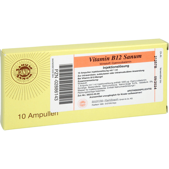 Vitamin B12 Sanum Injektionslösung, 10 pc Ampoules