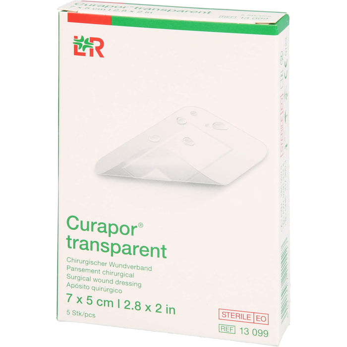 Curapor transparent steril 7 x 5 cm Chirurgischer Wundverband, 5 St. Pflaster