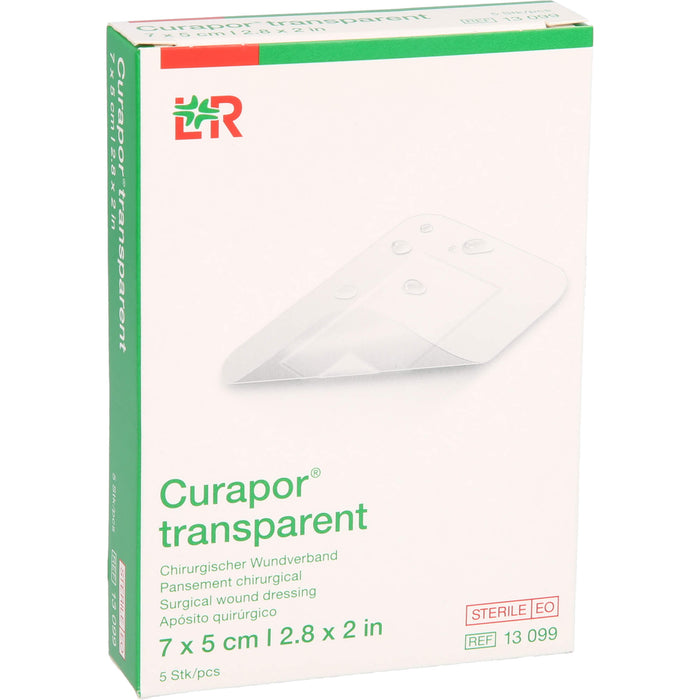 Curapor transparent steril 7 x 5 cm Chirurgischer Wundverband, 5 St. Pflaster