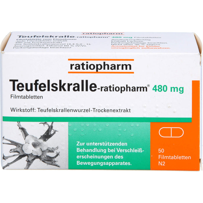 Teufelskralle-ratiopharm 480 mg Filmtabletten, 50 pc Tablettes