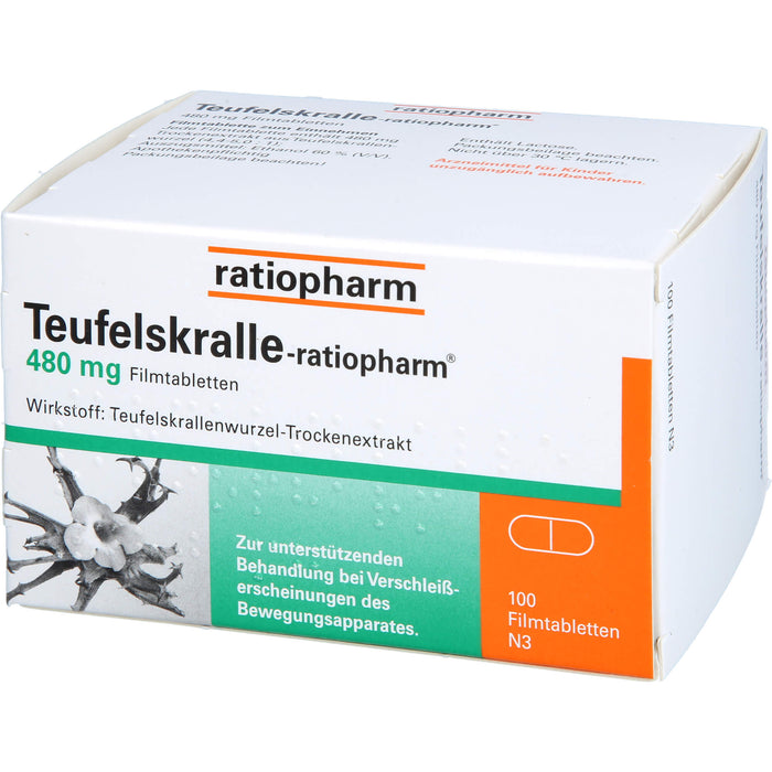 Teufelskralle-ratiopharm Filmtabletten bei Verschleißerscheinungen des Bewegungsapparates, 100 St. Tabletten