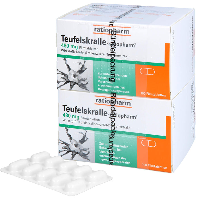 Teufelskralle-ratiopharm Filmtabletten bei Verschleißerscheinungen des Bewegungsapparates, 200 pc Tablettes