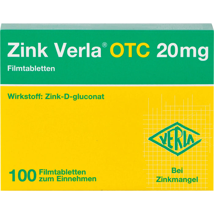 Zink Verla OTC 20 mg Filmtabletten, 100 pcs. Tablets