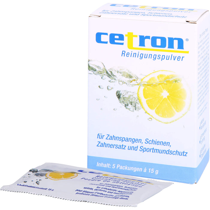 cetron Reinigungspulver für Zahnspangen, Schienen, Zahnersatz und Sportmundschutz, 5 pcs. Sachets