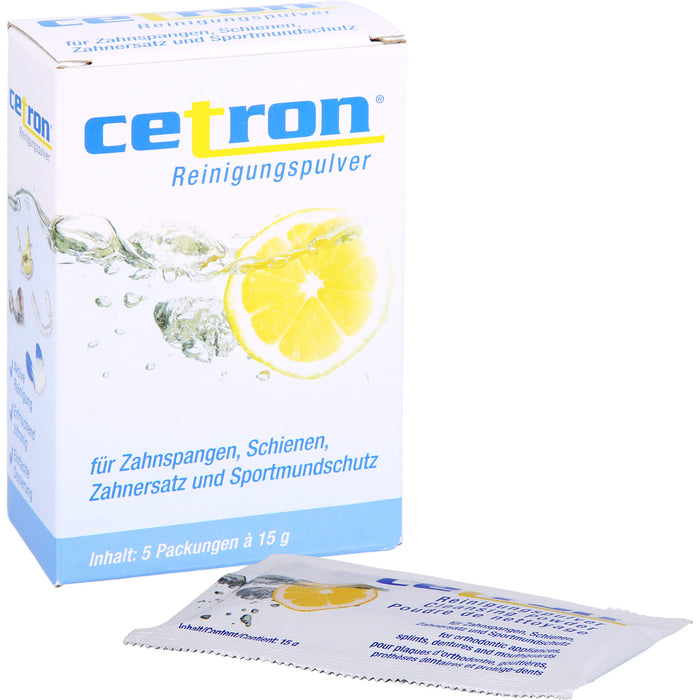 cetron Reinigungspulver für Zahnspangen, Schienen, Zahnersatz und Sportmundschutz, 5 pc Sachets