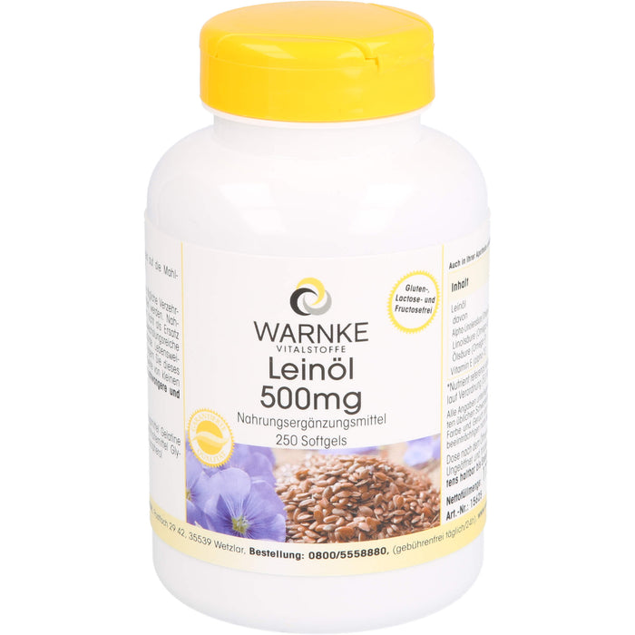 WARNKE Leinöl 500 mg Softgels, 250 St. Kapseln